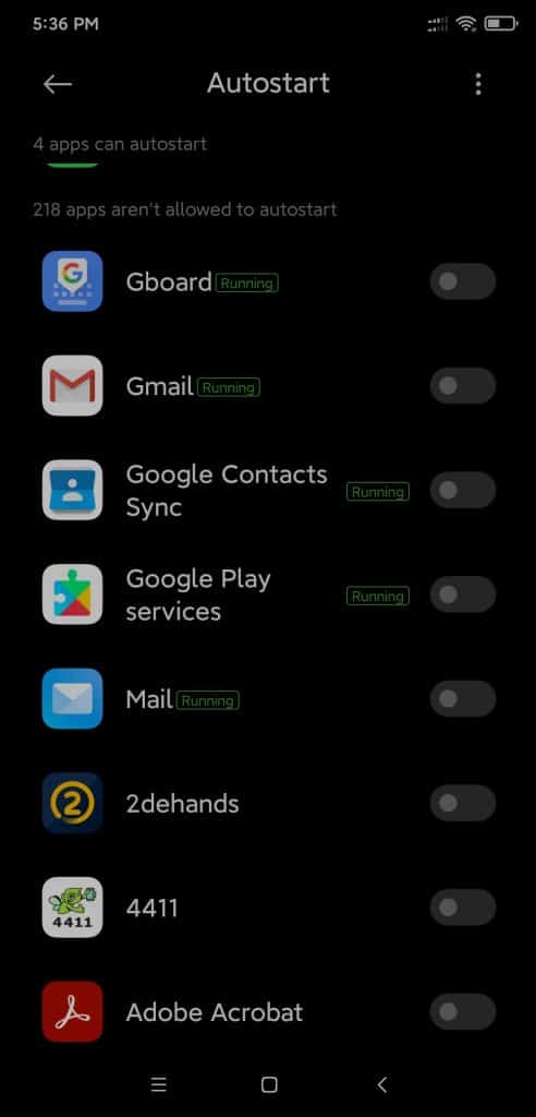 Autostart permissions in Android